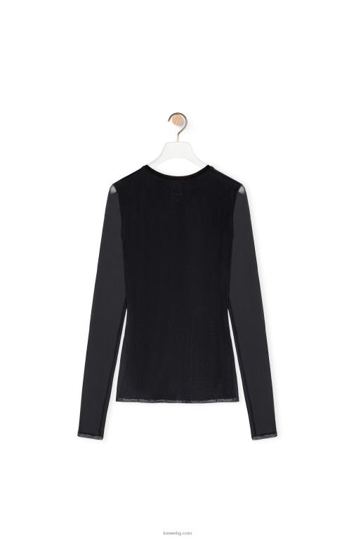 Loewe горна част от антуриум в полупрозрачна мрежа F84B8882 Жени черно/червено