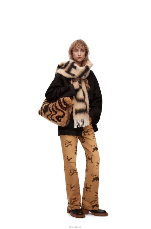 Loewe дънки с животински принт от деним F84B81192 Жени светло бежово/кафяво
