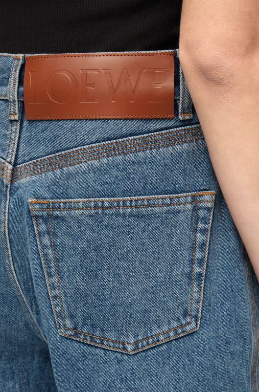 Loewe анаграмни изрязани дънки от деним F84B81203 Жени средно син деним