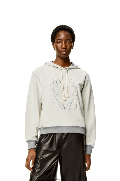 Loewe стандартна качулка Anagram от памук F84B8824 Жени сив меланж