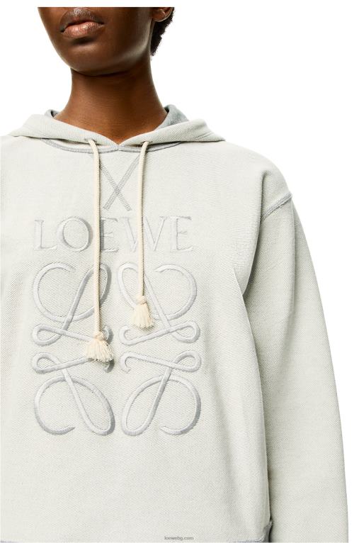Loewe стандартна качулка Anagram от памук F84B8824 Жени сив меланж
