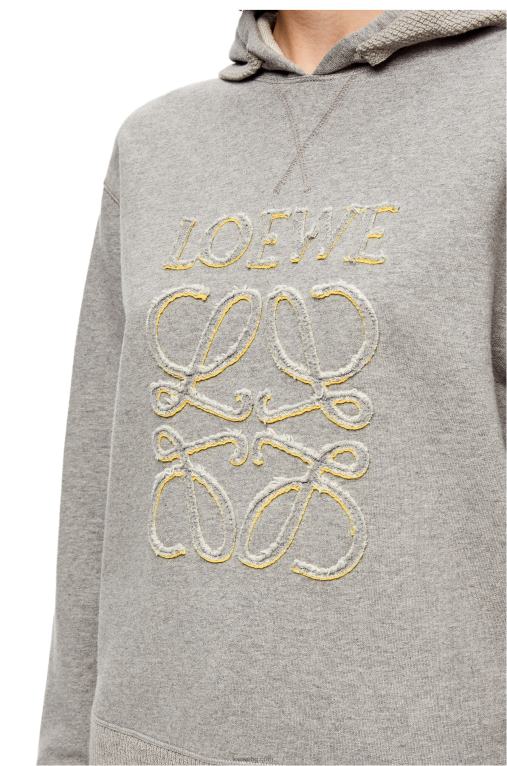 Loewe стандартна качулка Anagram от памук F84B8826 Жени сив меланж
