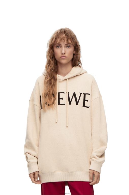 Loewe качулка с голяма форма от памук F84B8801 Жени слонова кост
