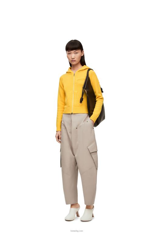 Loewe качулка с цип от плетена вълна F84B8804 Жени бледо жълт