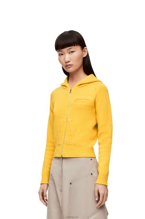 Loewe качулка с цип от плетена вълна F84B8804 Жени бледо жълт