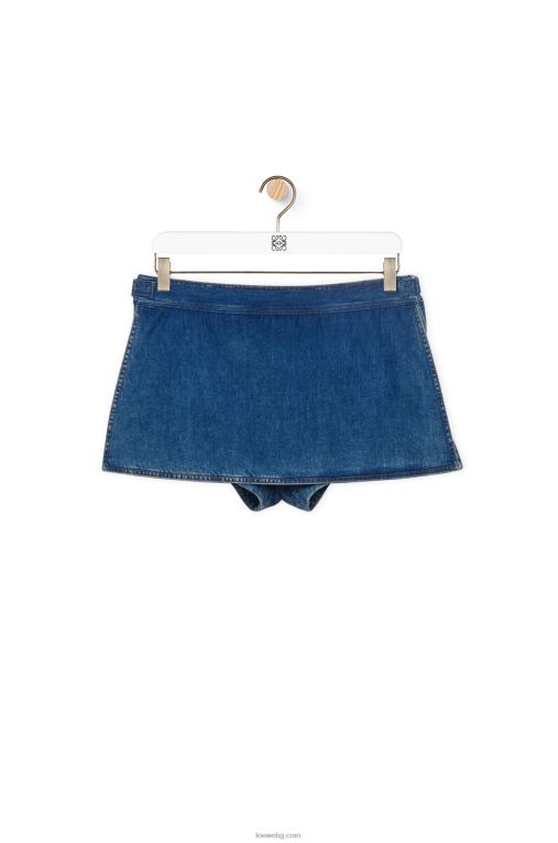Loewe къси панталони Anagram от деним F84B81168 Жени средно синьо