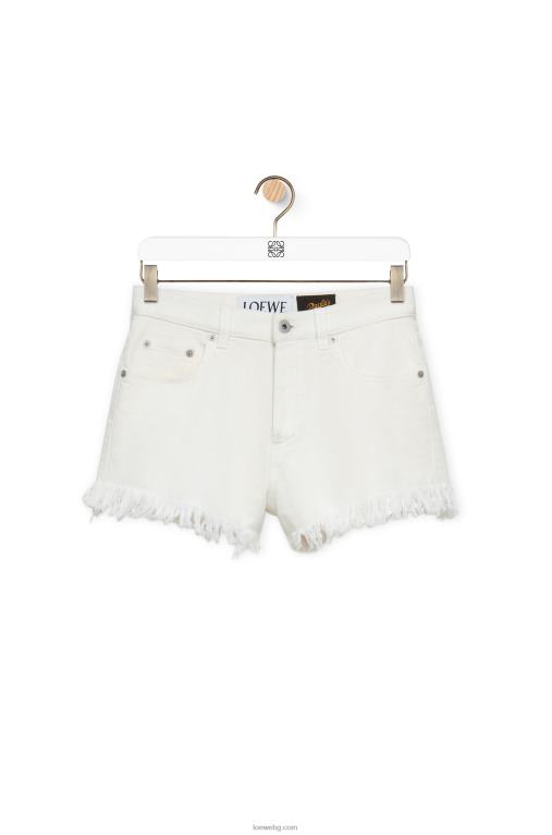 Loewe къси панталони Anagram от деним F84B81171 Жени бяло
