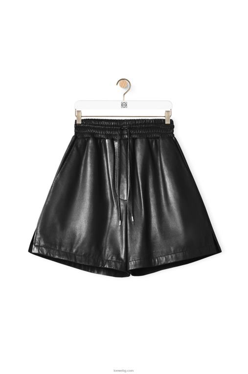 Loewe шорти от агнешка кожа напа F84B81112 Жени черен