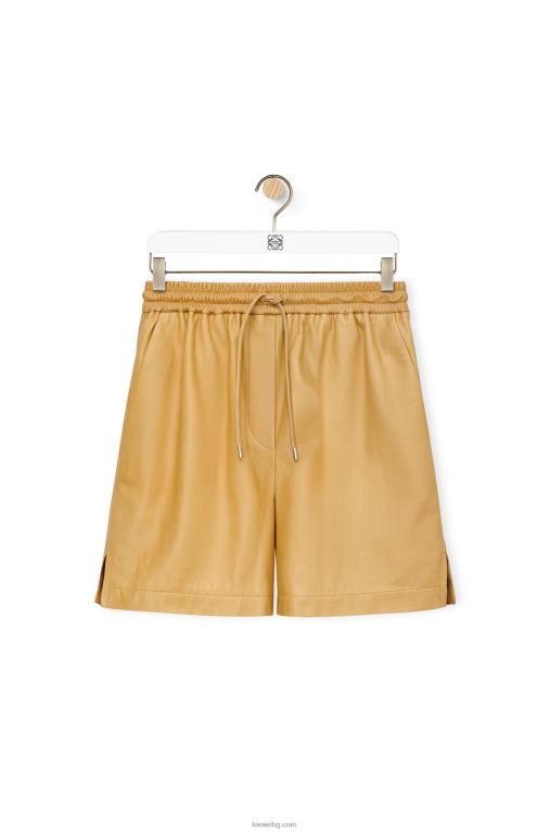 Loewe ластични шорти от напа F84B81114 Жени пясък/масло