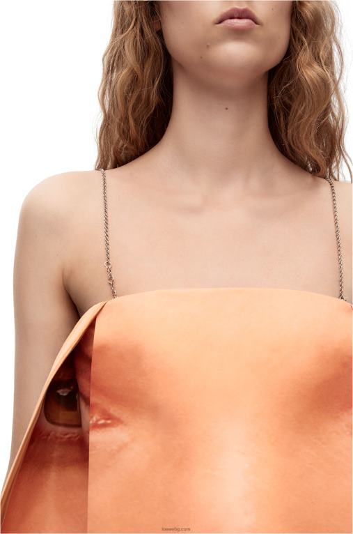 Loewe рокля с презрамки с принт на лицето от технически сатен Duchesse F84B81089 Жени жълт/многоцветен