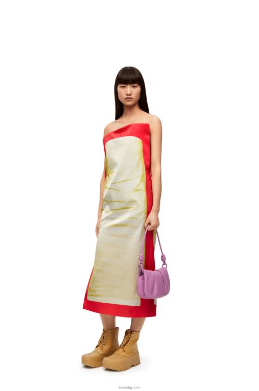 Loewe рокля-бюстие от технически сатен F84B81032 Жени жълто/червено