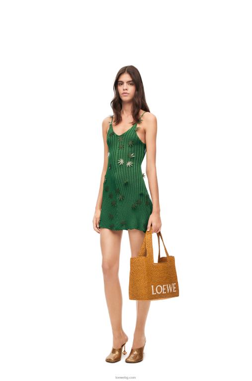 Loewe рокля с презрамки от вискоза F84B81043 Жени горско зелено