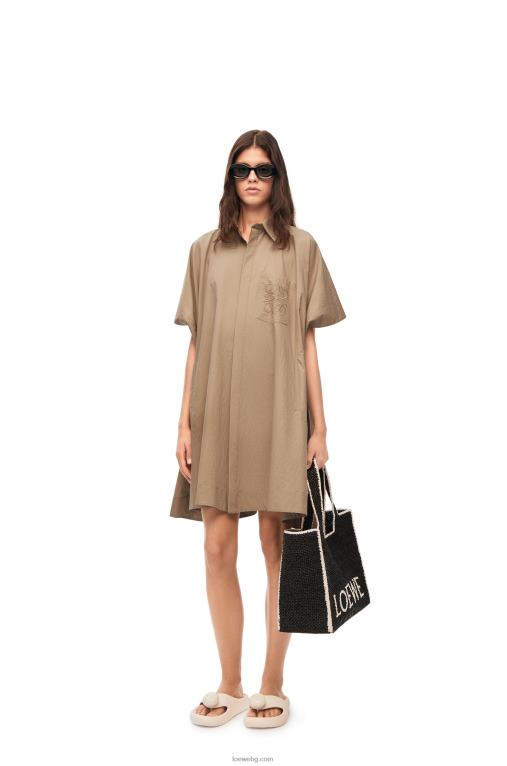 Loewe анаграма туника рокля от памук F84B81050 Жени taos taupe