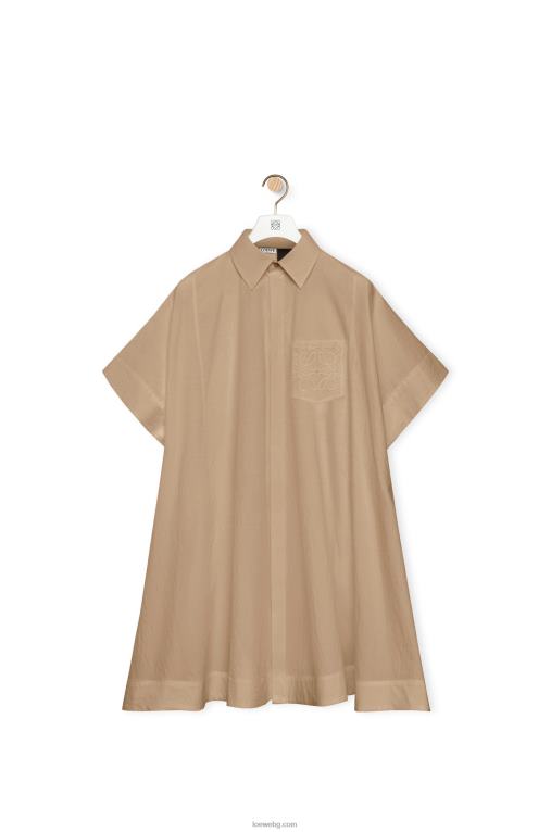Loewe анаграма туника рокля от памук F84B81050 Жени taos taupe