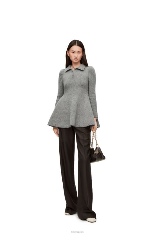 Loewe мини рокля от кашмир и мохер F84B81082 Жени сиво