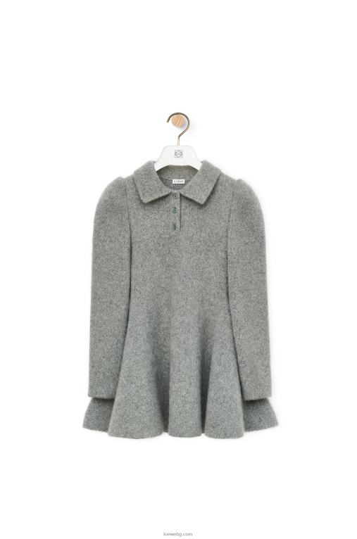 Loewe мини рокля от кашмир и мохер F84B81082 Жени сиво