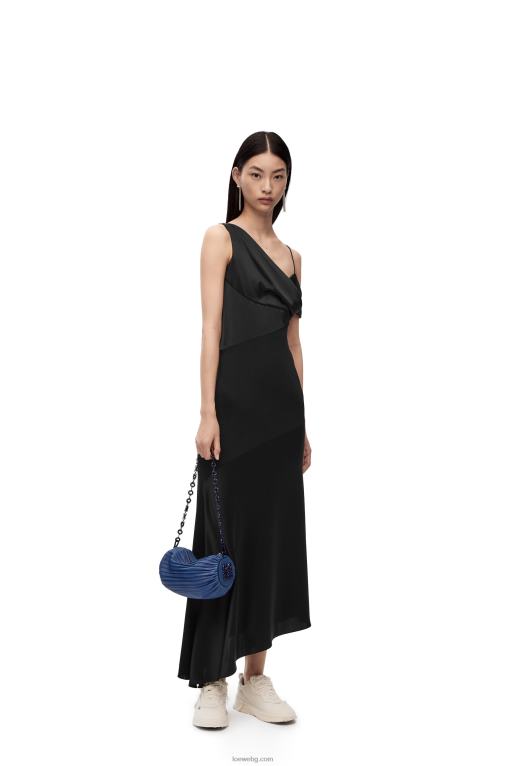 Loewe асиметрична рокля от сатен и креп F84B81098 Жени черен