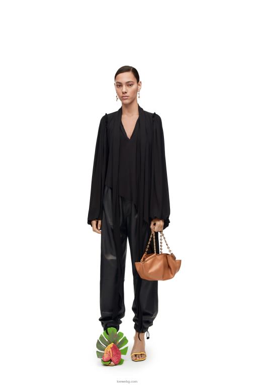 Loewe ластичен панталон от напа F84B81109 Жени черен