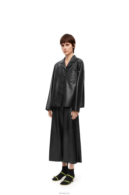 Loewe изрязани панталони от агнешка кожа напа F84B81141 Жени черен