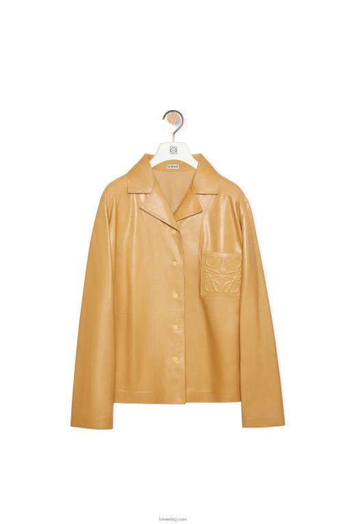 Loewe пижама блуза от агнешка кожа напа F84B8895 Жени пясък/масло