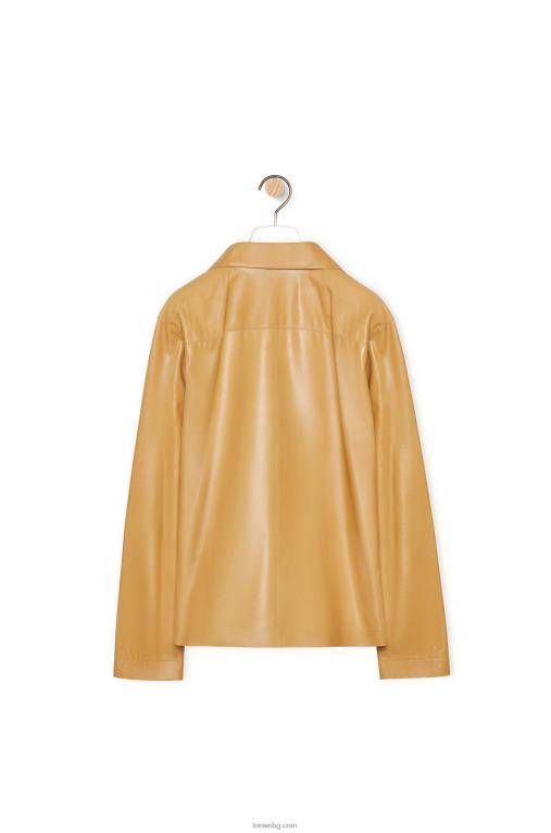 Loewe пижама блуза от агнешка кожа напа F84B8895 Жени пясък/масло
