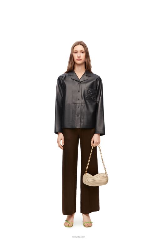 Loewe пижама блуза от агнешка кожа напа F84B8934 Жени черен