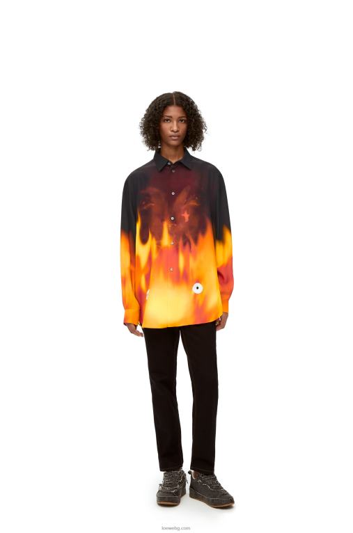 Loewe риза Calcifer от вискоза F84B8941 Жени оранжев многотонен