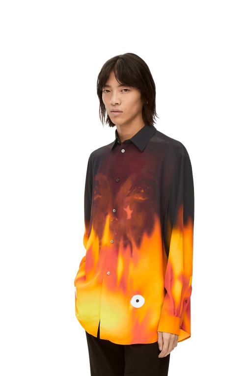 Loewe риза Calcifer от вискоза F84B8941 Жени оранжев многотонен