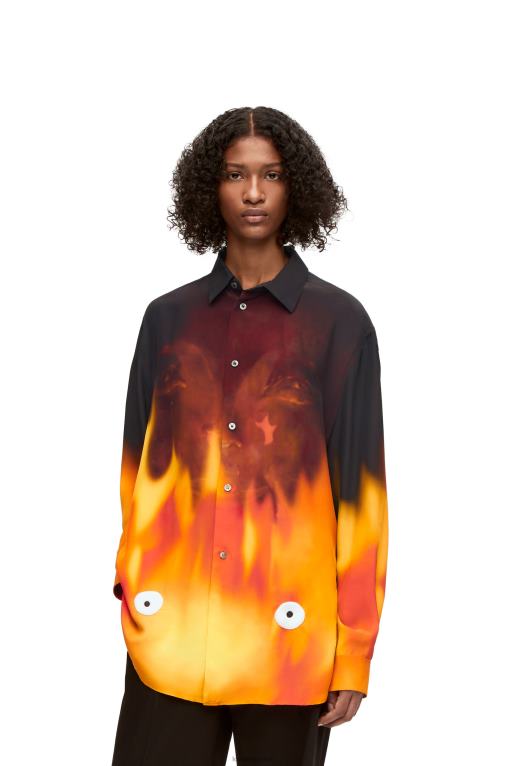 Loewe риза Calcifer от вискоза F84B8941 Жени оранжев многотонен