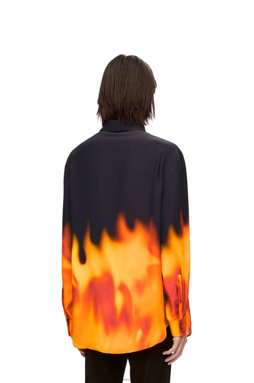Loewe риза Calcifer от вискоза F84B8941 Жени оранжев многотонен