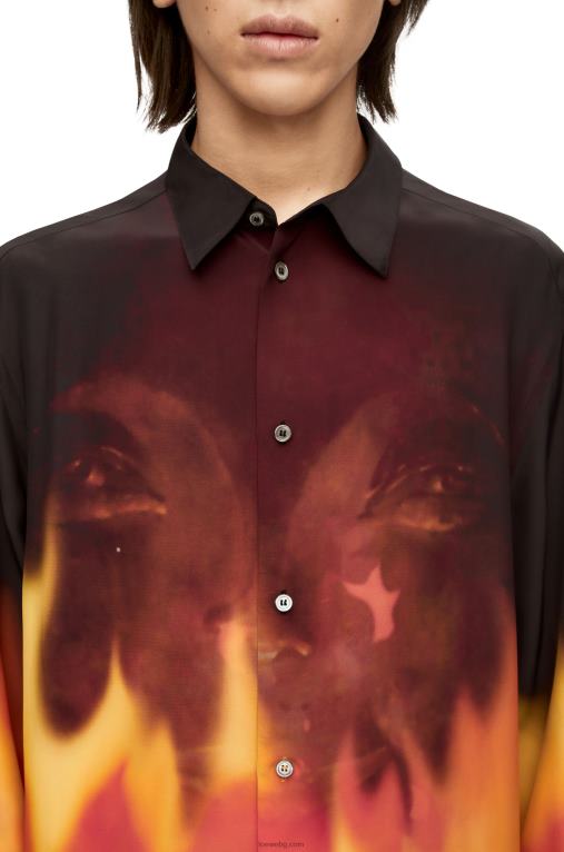 Loewe риза Calcifer от вискоза F84B8941 Жени оранжев многотонен