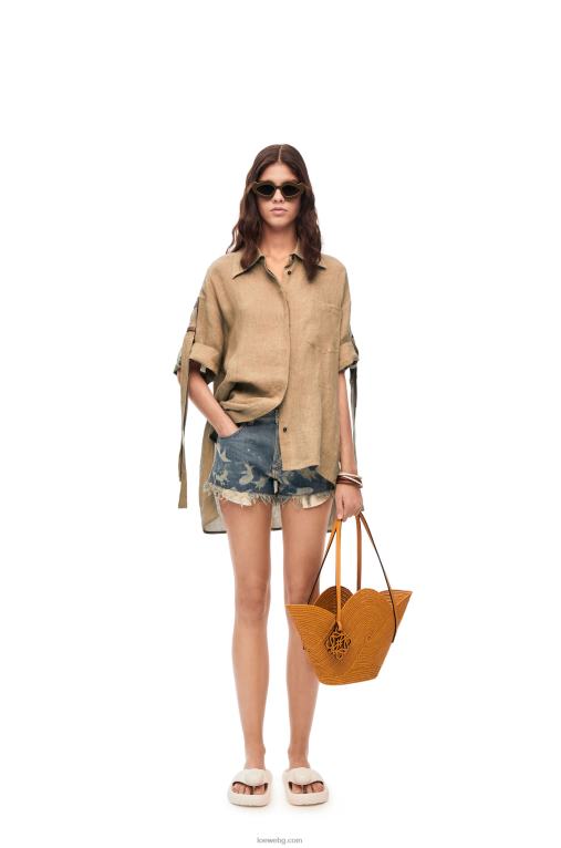 Loewe работно облекло риза от лен F84B8863 Жени taos taupe