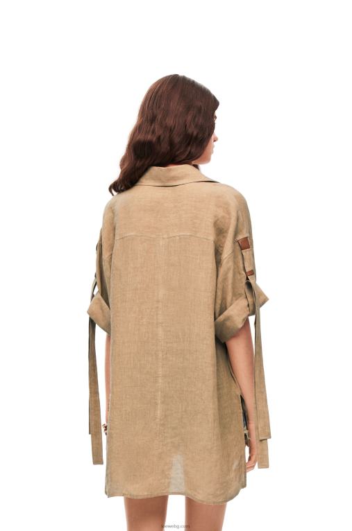 Loewe работно облекло риза от лен F84B8863 Жени taos taupe