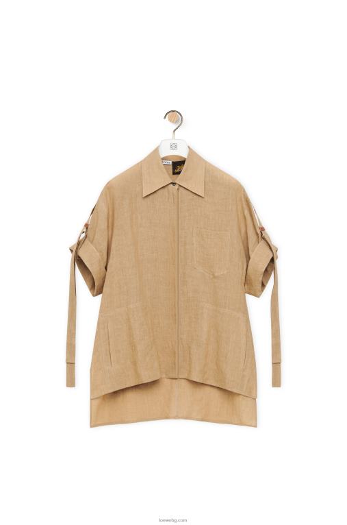 Loewe работно облекло риза от лен F84B8863 Жени taos taupe
