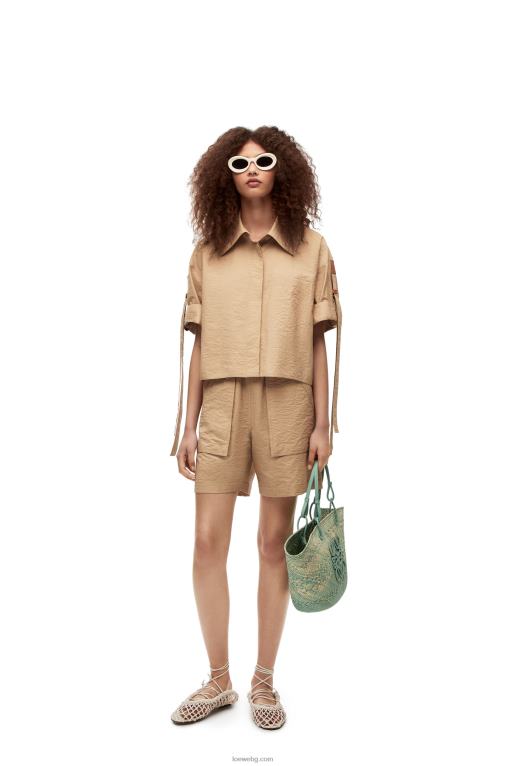 Loewe изрязана памучна работна риза F84B8864 Жени taos taupe