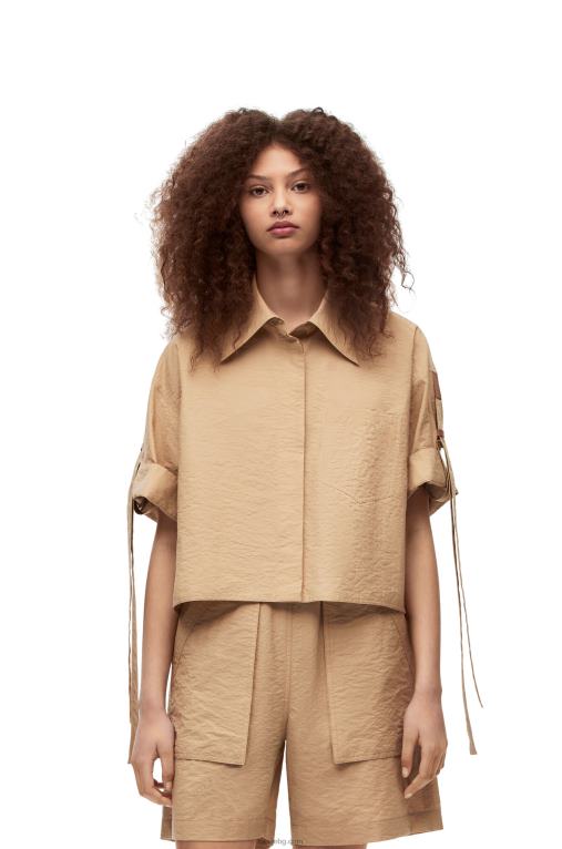 Loewe изрязана памучна работна риза F84B8864 Жени taos taupe