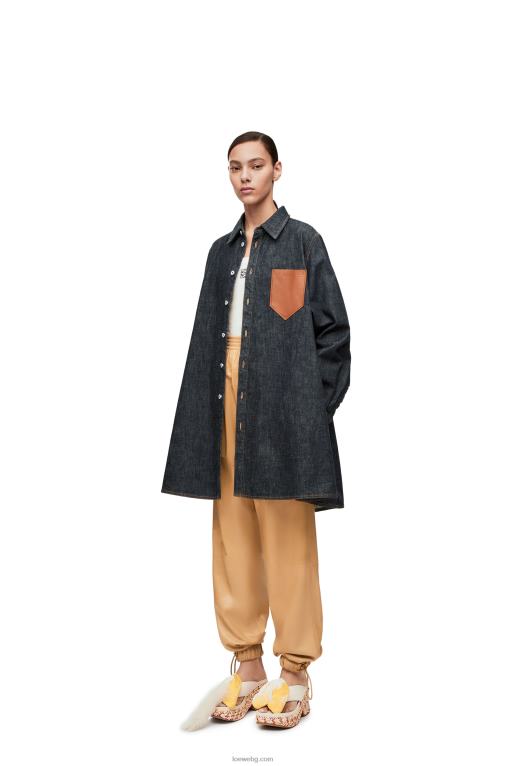 Loewe тениска тип трапец от деним F84B8896 Жени син деним