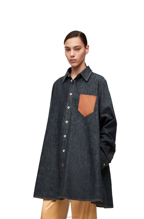 Loewe тениска тип трапец от деним F84B8896 Жени син деним