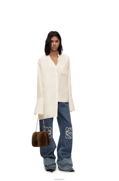Loewe асиметрична риза в коприна F84B8925 Жени слонова кост