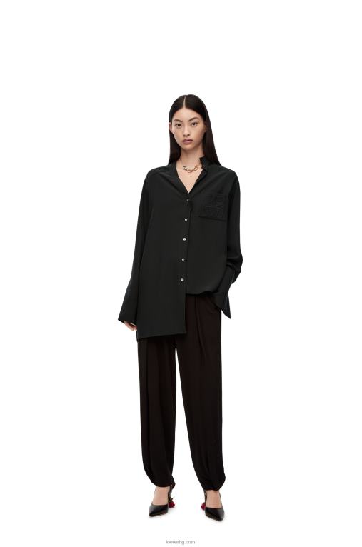 Loewe асиметрична риза в коприна F84B8926 Жени черен