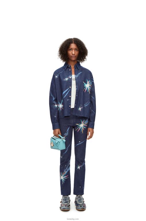 Loewe тениска magical sky от деним F84B8945 Жени тъмносин