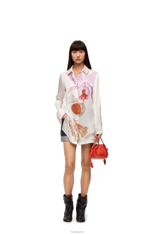 Loewe копринена риза maruja mallo F84B8855 Жени бяло/многоцветно