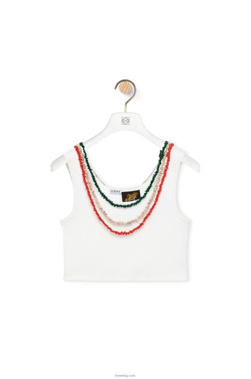 Loewe украсен памучен потник F84B8785 Жени бяло