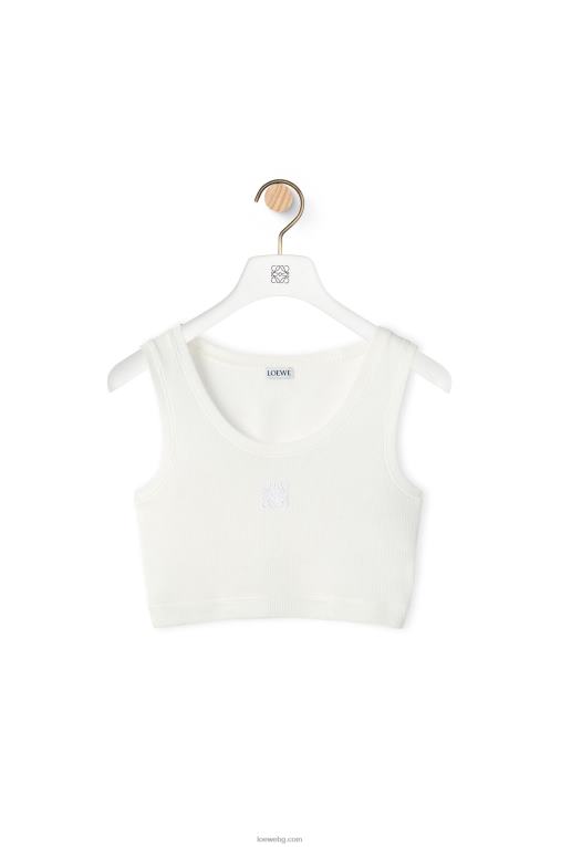 Loewe съкратен памучен потник анаграм F84B8951 Жени бяло