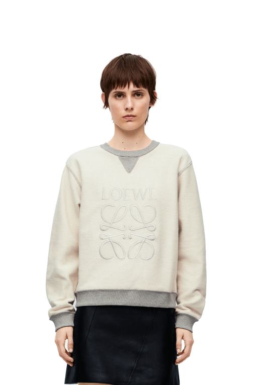 Loewe памучен суичър с обикновена кройка Anagram F84B8825 Жени сив меланж
