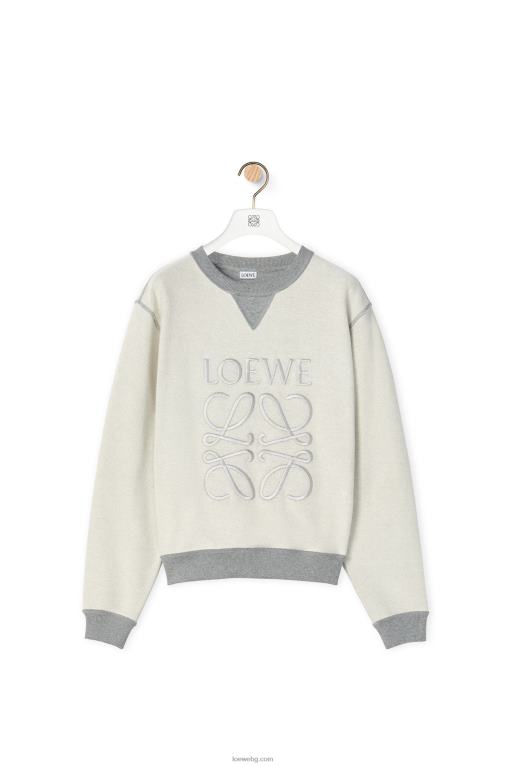 Loewe памучен суичър с обикновена кройка Anagram F84B8825 Жени сив меланж