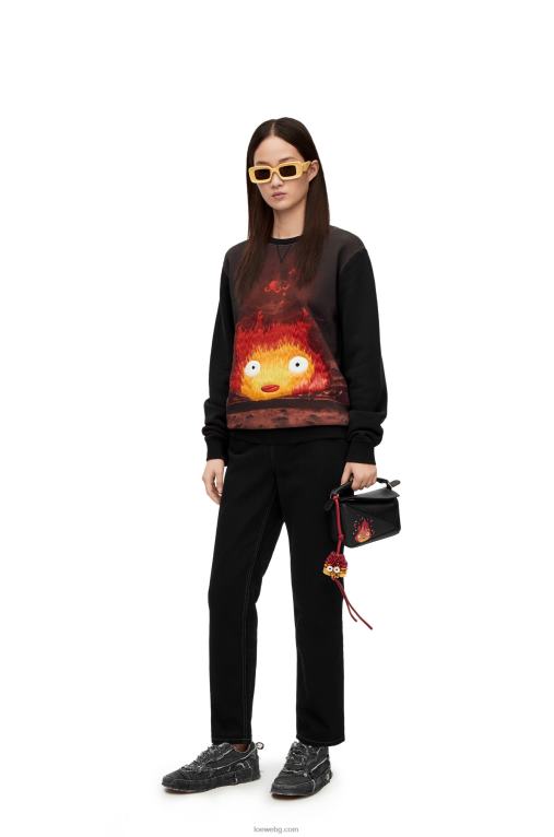 Loewe памучен суичър Calcifer F84B8843 Жени черен/многоцветен
