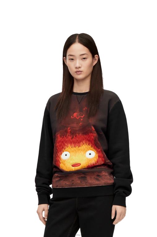 Loewe памучен суичър Calcifer F84B8843 Жени черен/многоцветен