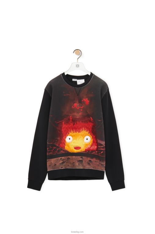 Loewe памучен суичър Calcifer F84B8843 Жени черен/многоцветен