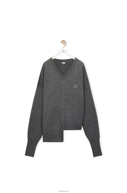 Loewe асиметричен пуловер от кашмир F84B8977 Жени тъмно сив